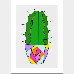 Cute Cactus Design #110: Armatocereus Cactus In A Neon Pot Posters and Art